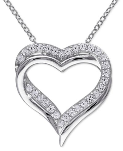 Подвеска Lab-Grown White Sapphire Heart в стерлинговом серебре, 18" (5/8 ct. t.w.)