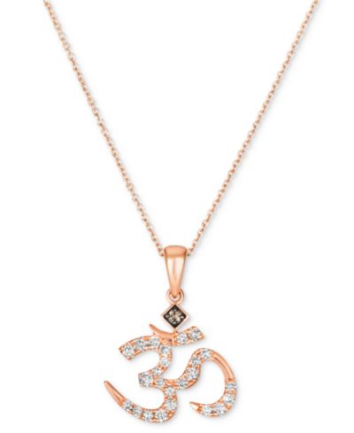 Le Vian® подвеска Om с голыми бриллиантами (1/4 ct. t.w.) и акцентами из шоколадных бриллиантов, розовое золото 14k, 18" + 2" удлинитель