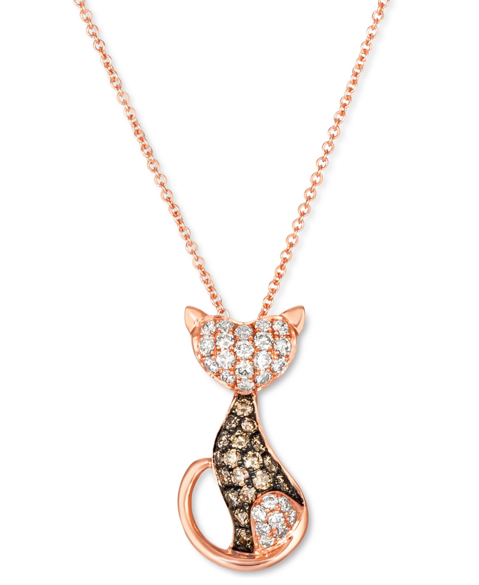 Le Vian Ожерелье Cat с бриллиантами Nude Diamond и Chocolate Diamond, 14k Rose Gold, 18" + 2" extender