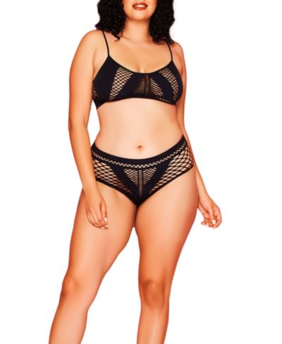 Комплект бесшовного нижнего белья Frankie Plus Size с сетчатыми трусиками mid-rise