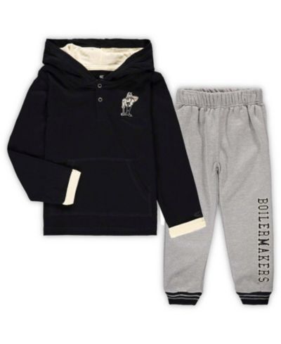 Комплект худи и штанов Colosseum для малышей и детей Purdue Boilermakers Poppies Black, Heathered Gray, набор из 2 шт