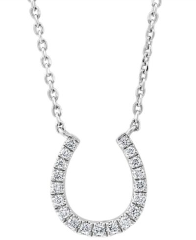 EFFY® Diamond Horseshoe 18" Pendant Necklace (1/6 ct. t.w.) in Sterling Silver