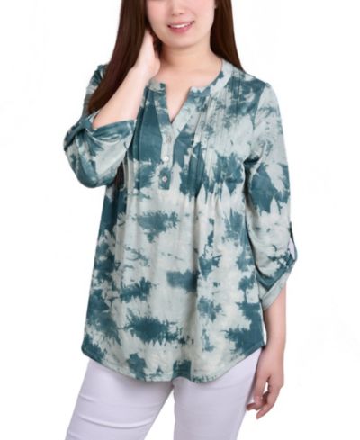 Топ NY Collection Petite с жаккардовым трикотажем и 3/4 рукавом