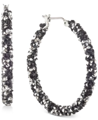 Karl Lagerfeld Paris Crystal Hoop Earrings, 1-1/4"