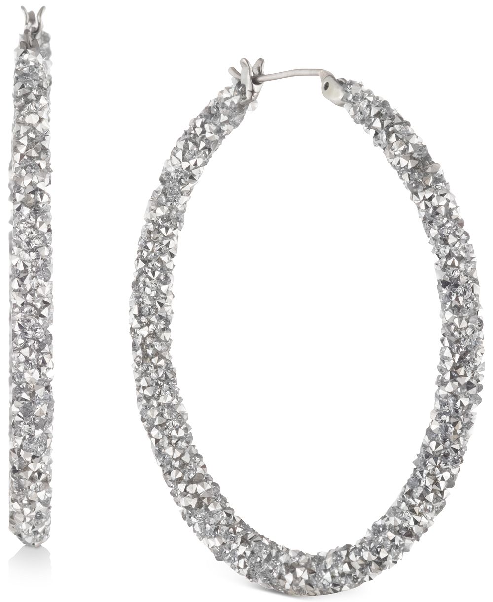 Karl Lagerfeld Paris серьги-кольца с кристаллами, 2"