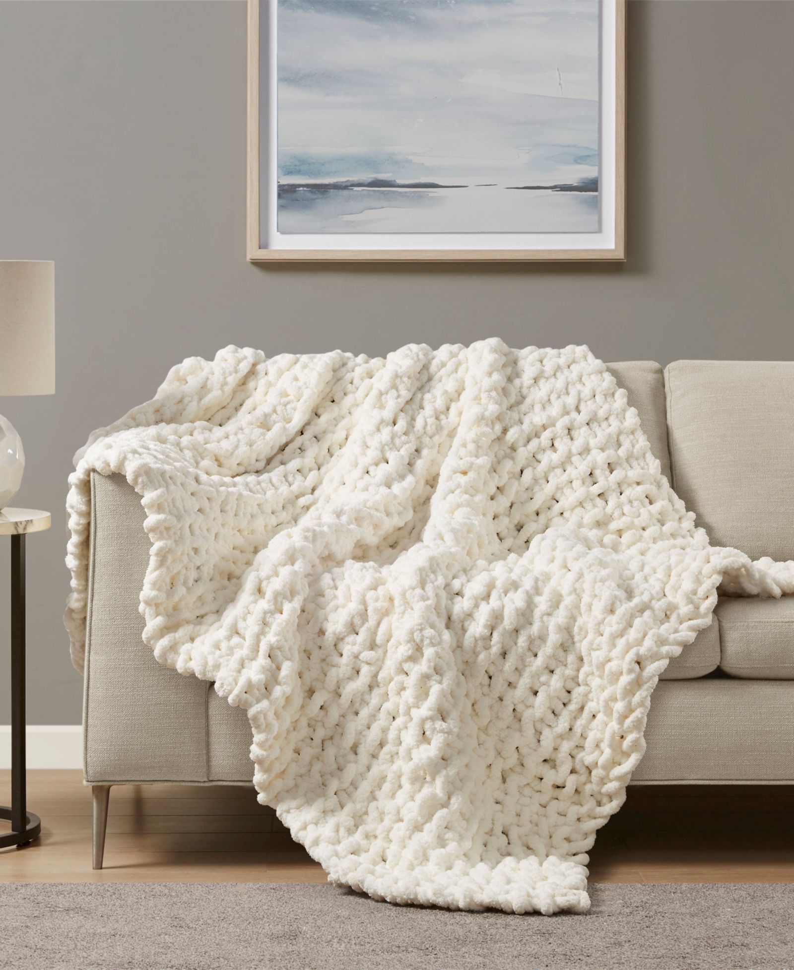 Madison Park Chunky-Knit Chenille Throw, 50" x 60"