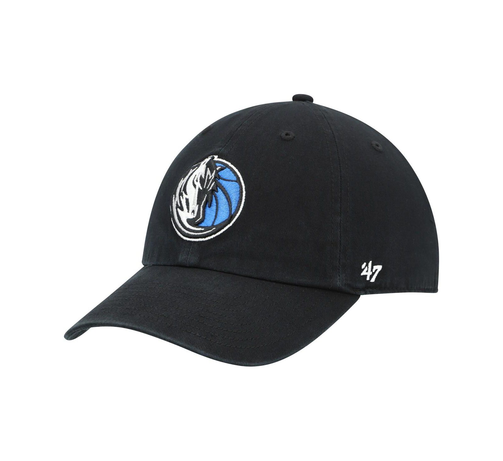 Men's '47 Brand Black Dallas Mavericks Team Logo Clean Up Adjustable Hat