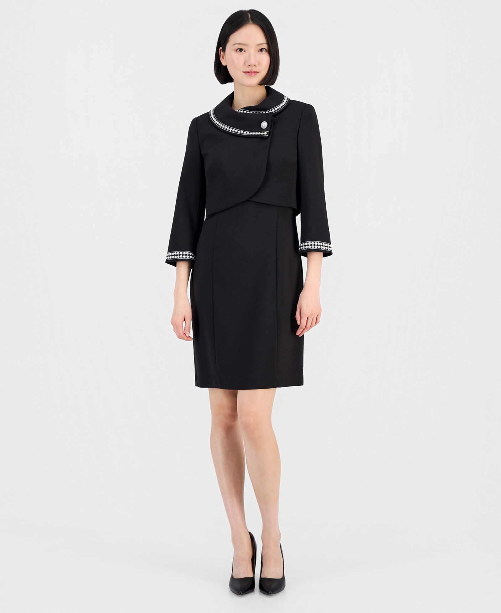 Tahari ASL Beaded Dress Suit Set