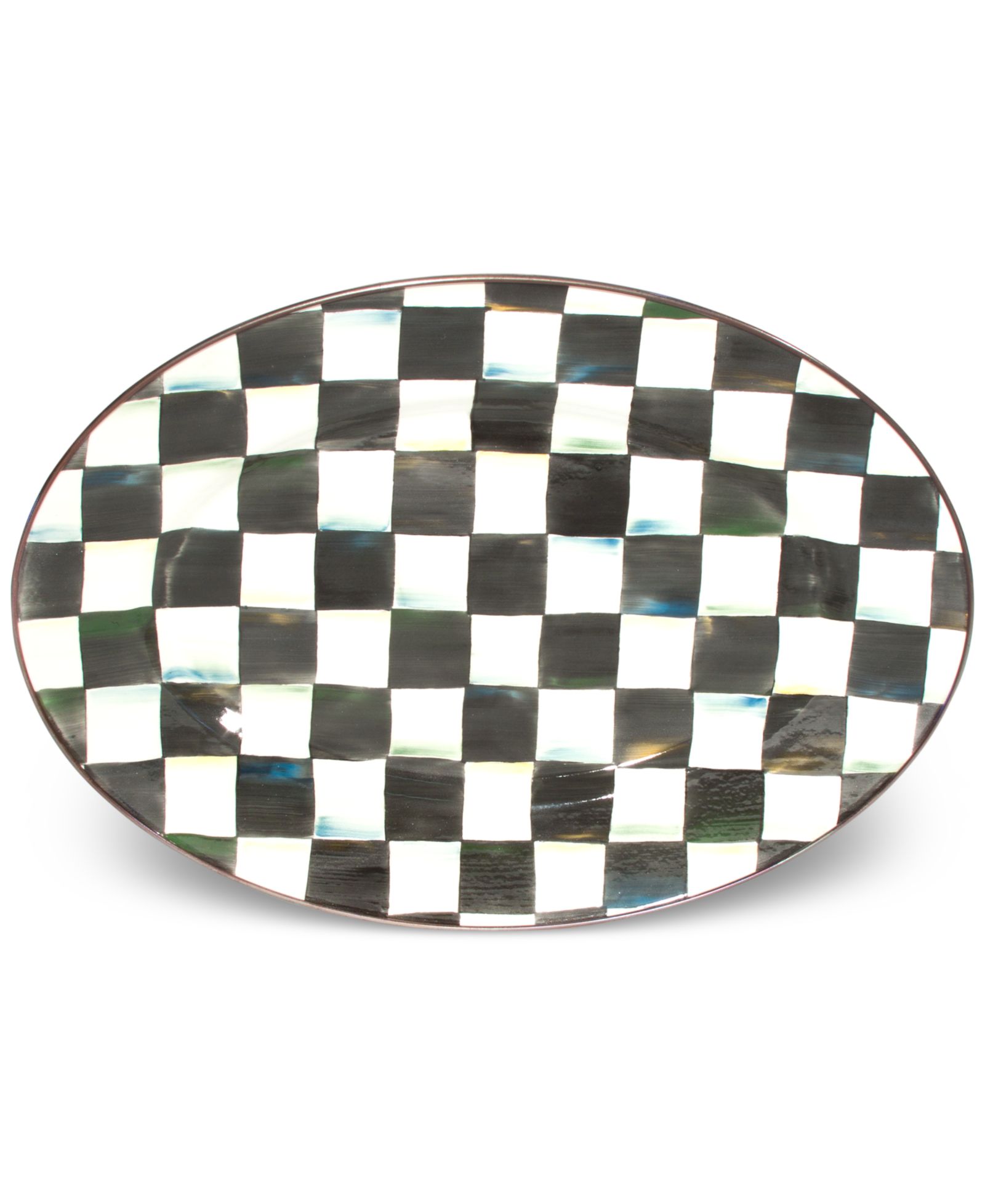 Декоративное блюдо Mackenzie-Childs Courtly Check Enameled Steel Small Oval