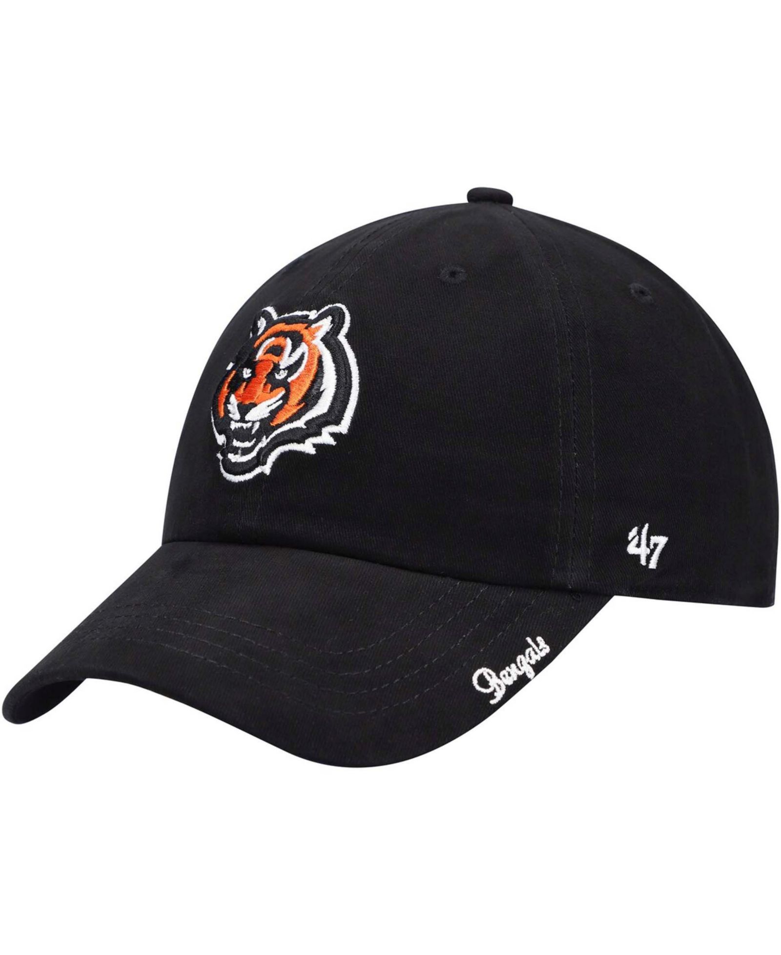 Женская кепка '47 Brand Black Cincinnati Bengals Miata Clean Up Primary Adjustable Hat