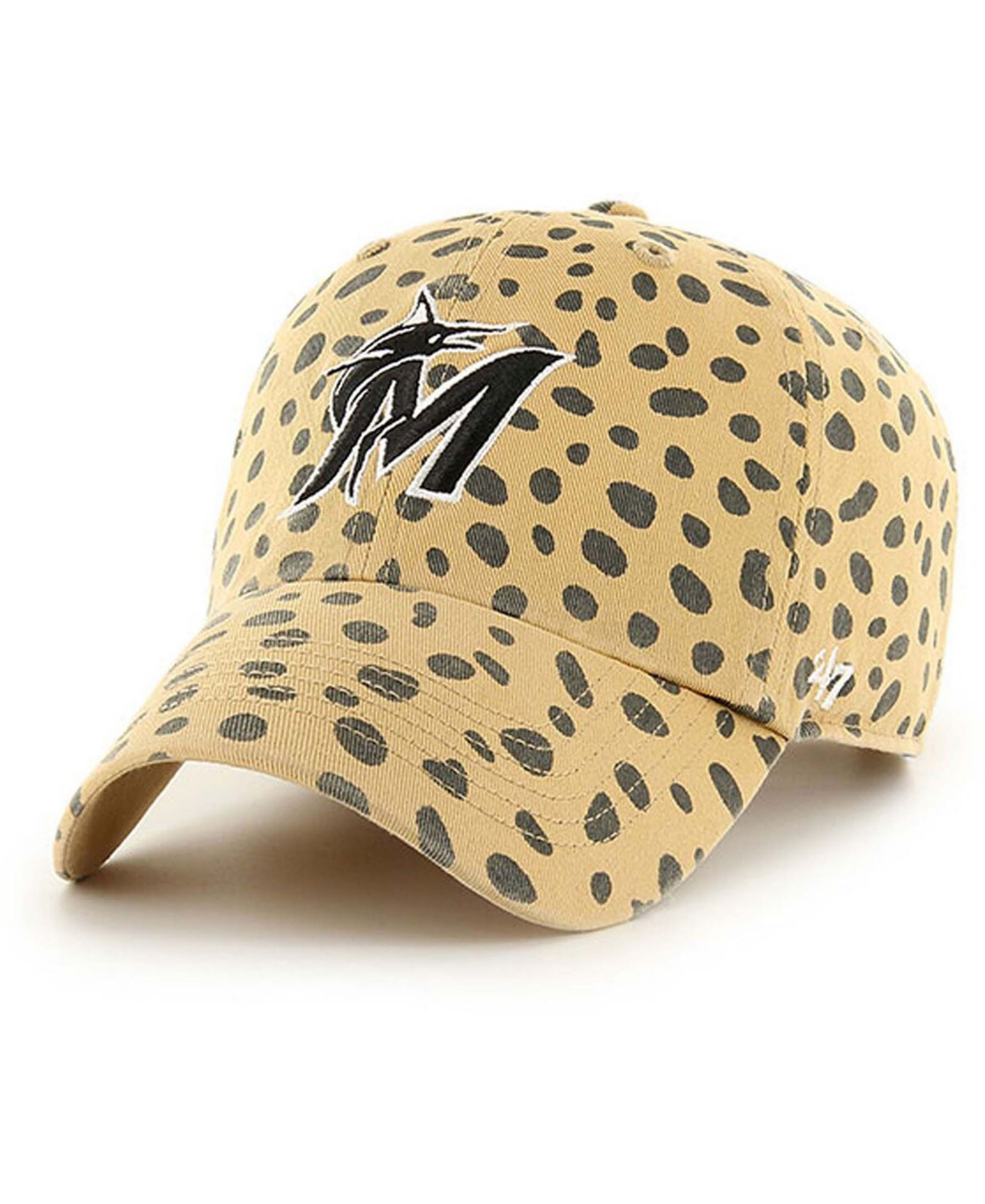 Женская бежевая кепка Miami Marlins Cheetah Clean Up регулируемая