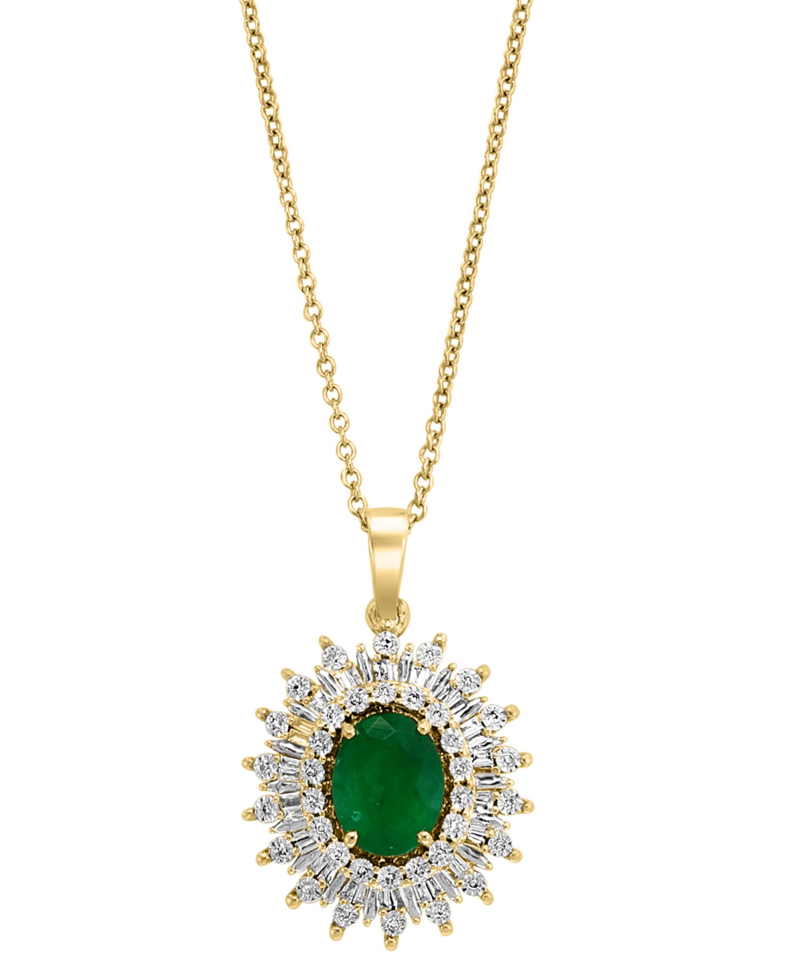 Ожерелье-подвеска EFFY Emerald & Diamond Halo в 14k золоте