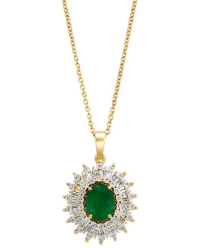 Ожерелье-подвеска EFFY Emerald & Diamond Halo в 14k золоте