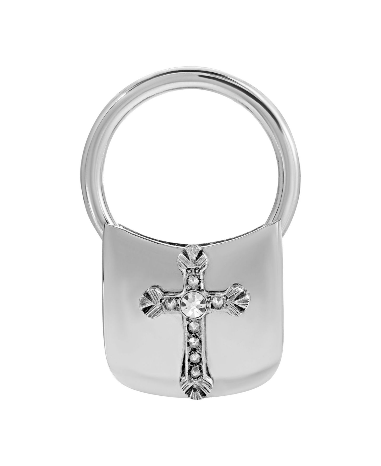 Брелок 2028 Pave Stone Sterling Silver Cross Small Key Fob