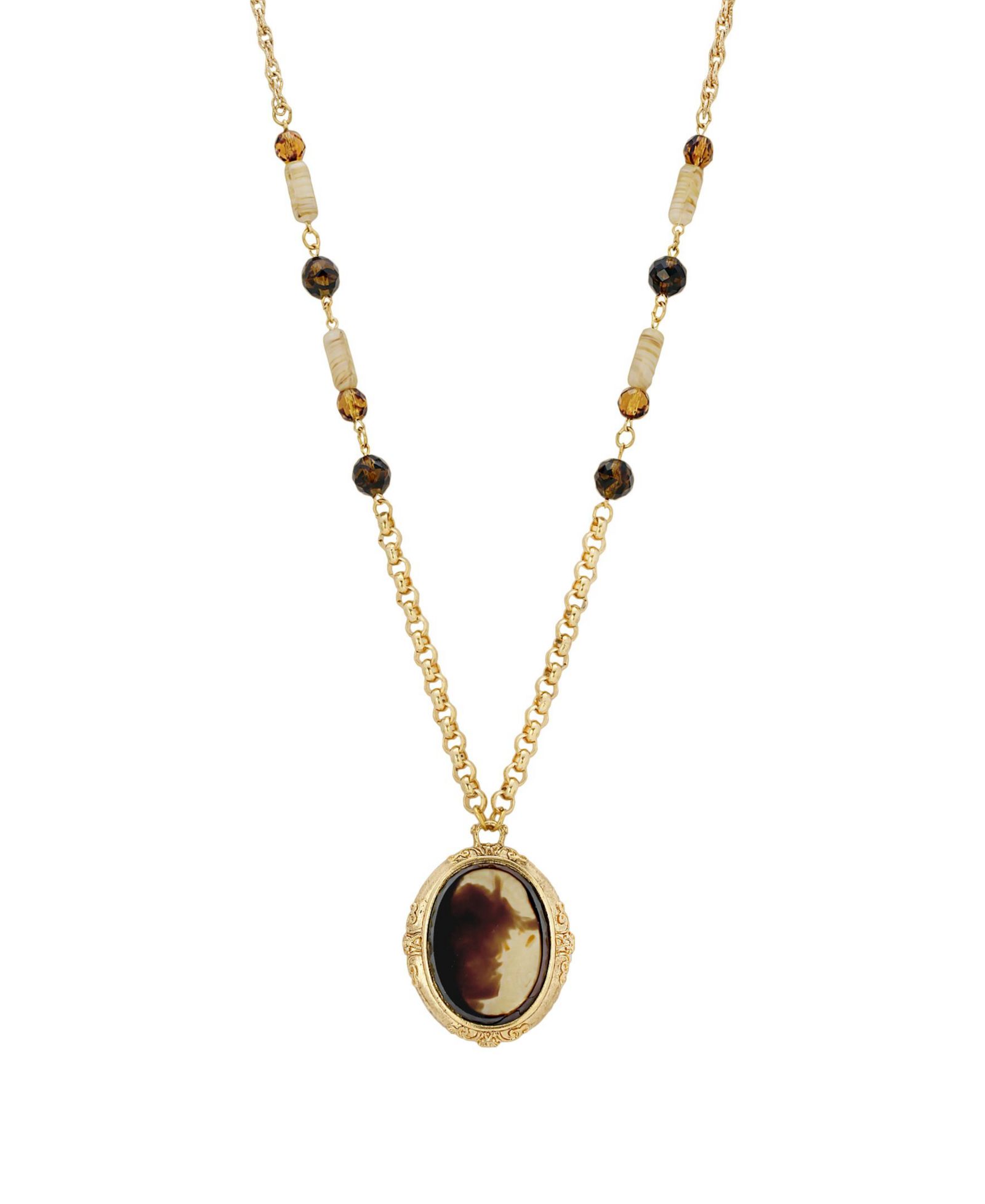 Ожерелье 2028 Gold-Tone Antique Glass Stone