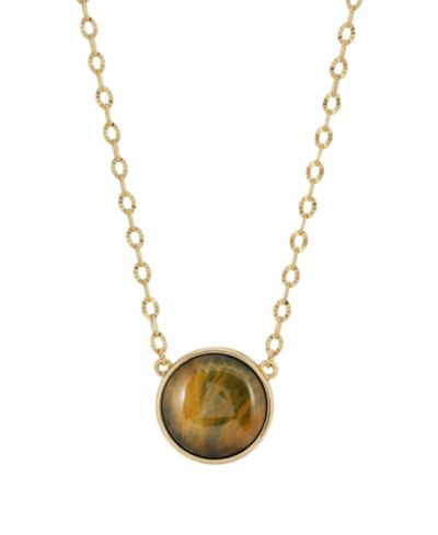 2028 Ожерелье с камнем Tiger Eye, золотистый цвет