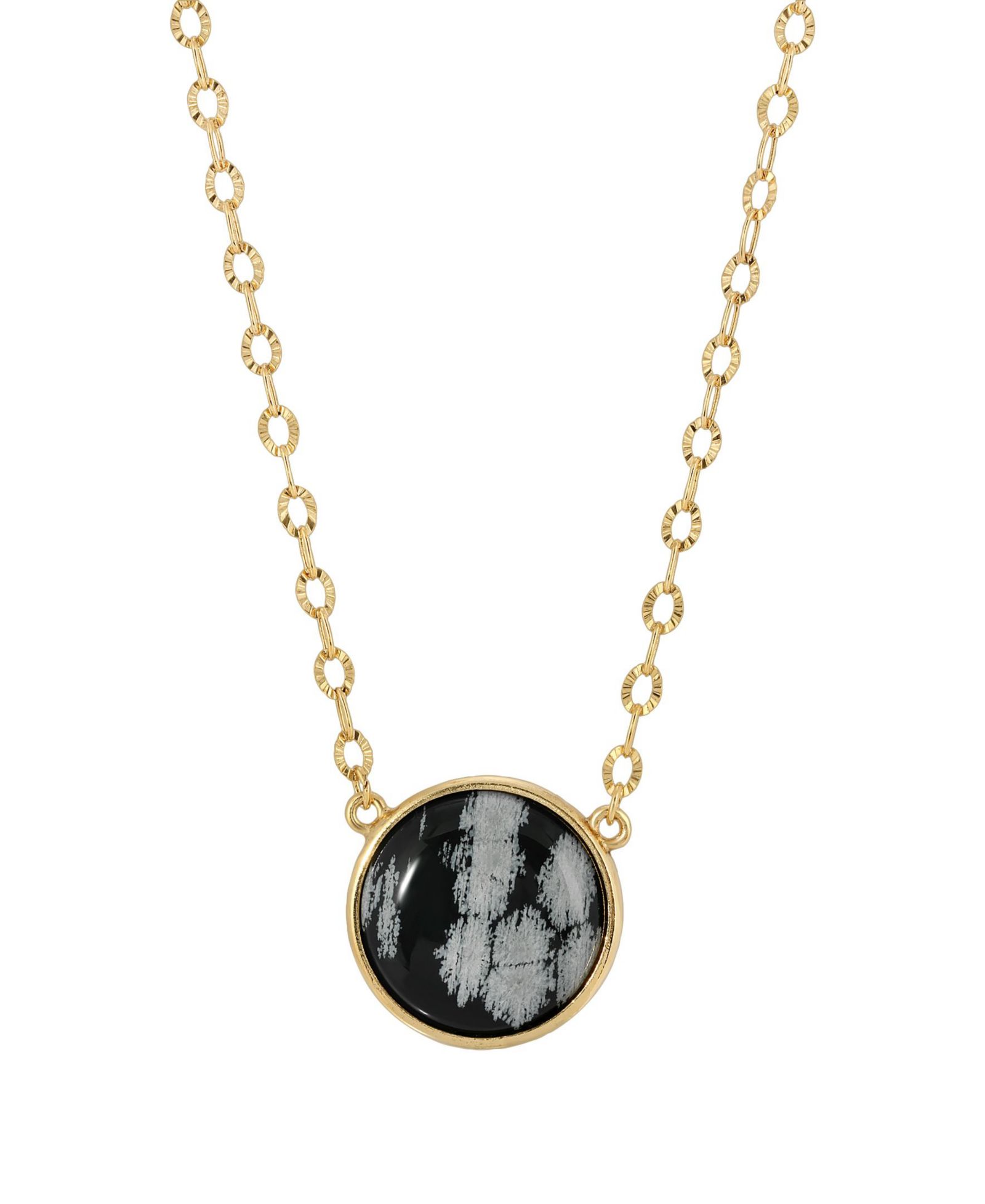 Ожерелье 2028 Gold-Tone Snow Flake Obsidian