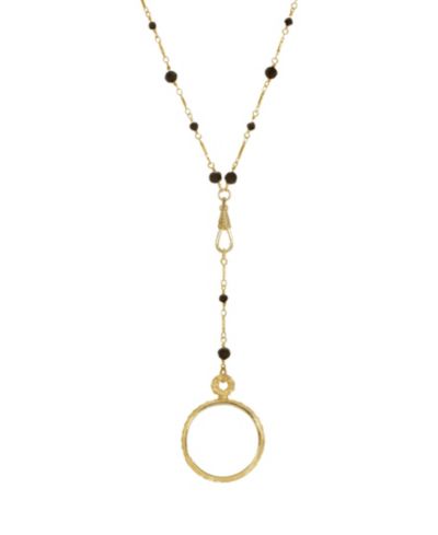 2028 Gold-Tone Magnifying Glass Drop Necklace