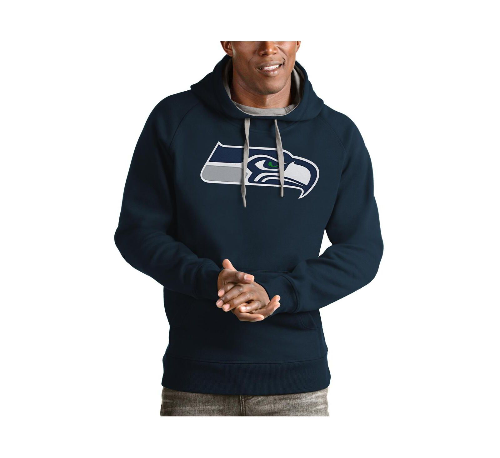 Antigua Men's College Navy Seattle Seahawks Victory Pullover Hoodie