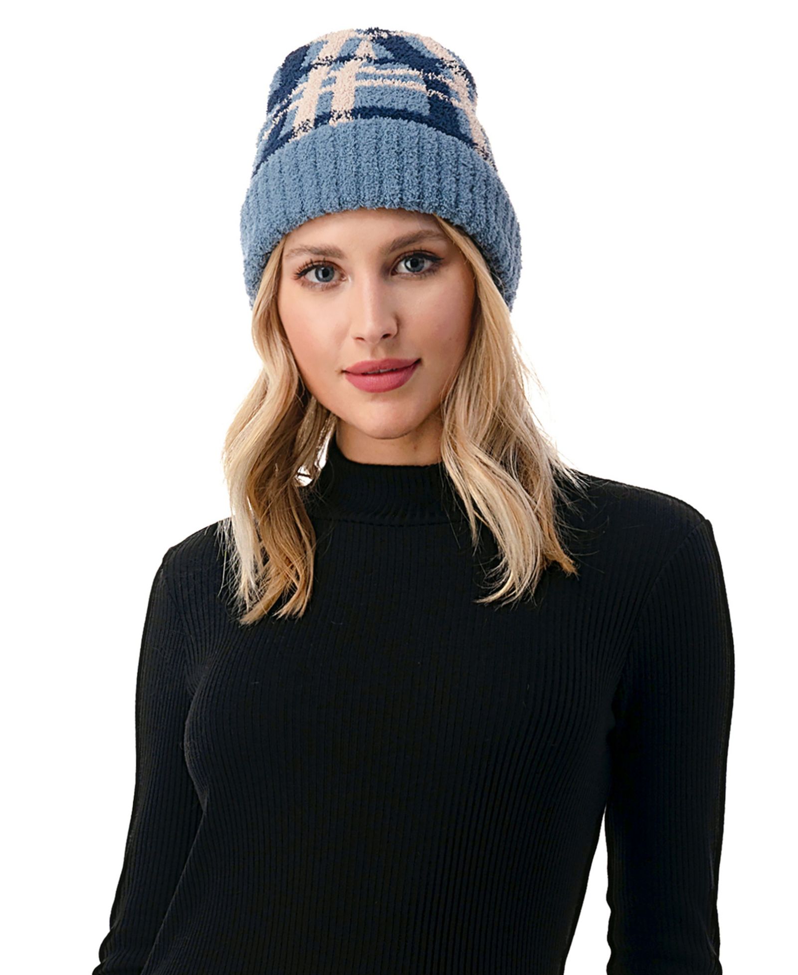 Шапка Marcus Adler Women's Cozy Plaid Beanie с манжетой