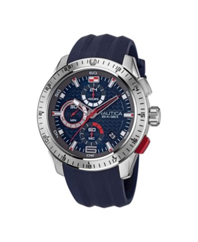 Nautica Мужские часы с силиконовым ремешком Blue 47.5mm