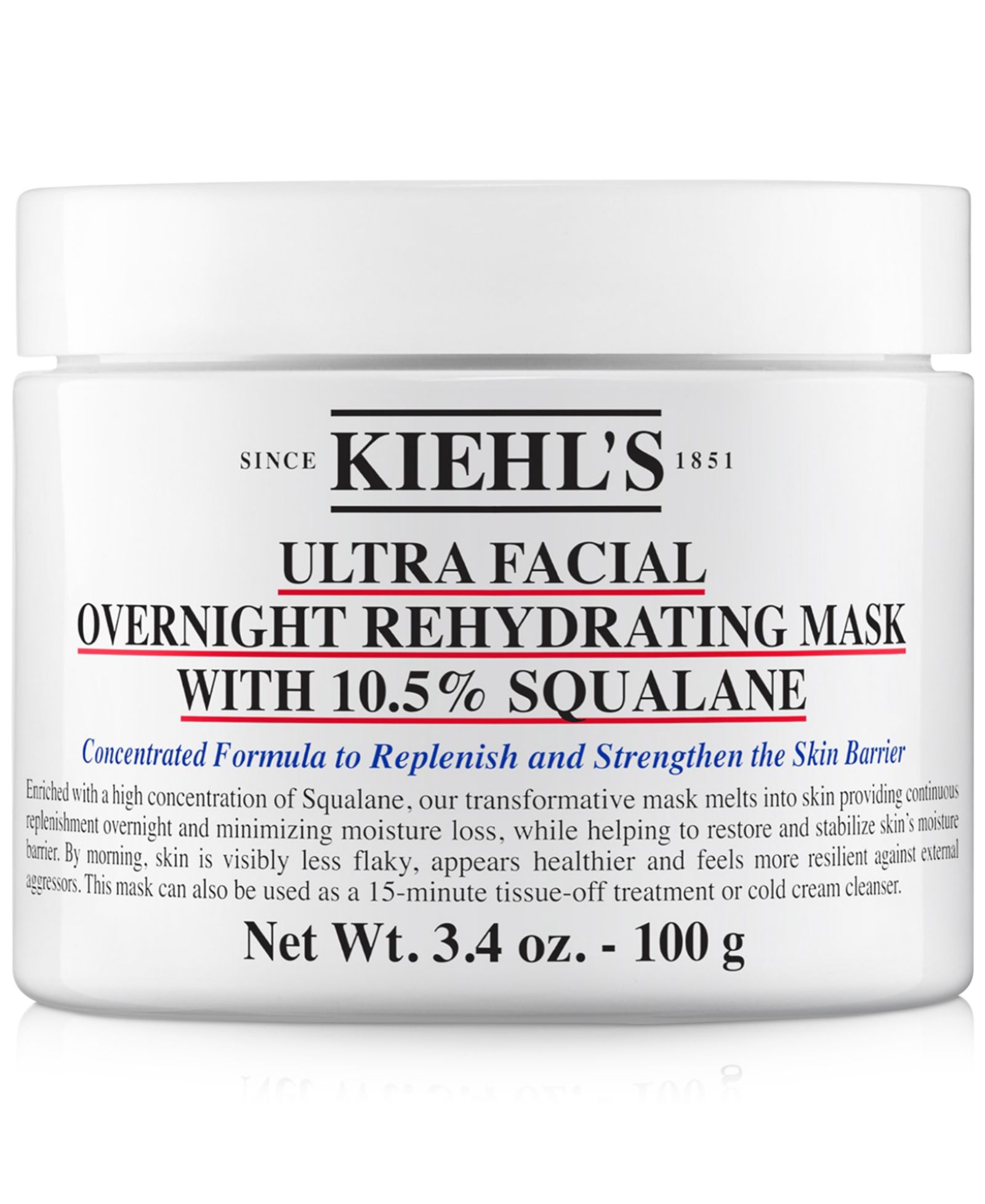 Ночная увлажняющая маска для лица Kiehl's Since 1851 Ultra Facial с 10.5% Squalane, 3.4 oz.