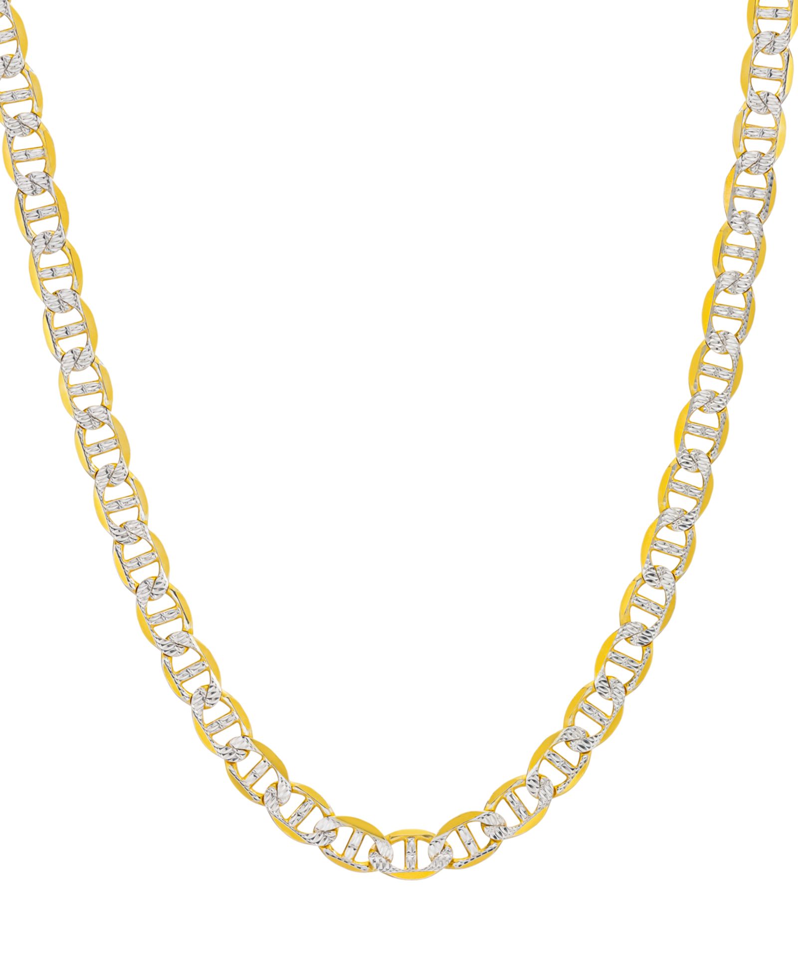 Men's Two-Tone Diamond Cut Mariner Link 24" Chain Necklace in Sterling Silver & 14k Gold-Plate