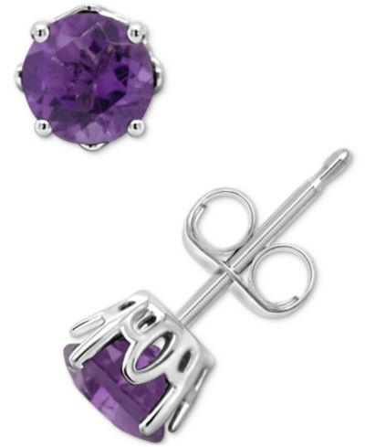 Серьги-гвоздики с гранатом Rhodolite в серебряной оправе