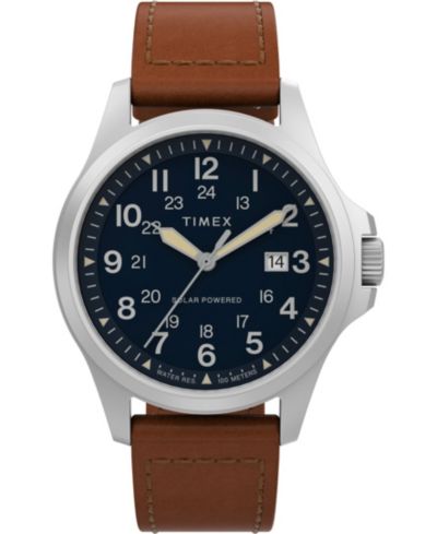 Мужские часы Timex Solar Brown Leather Strap, 36 mm