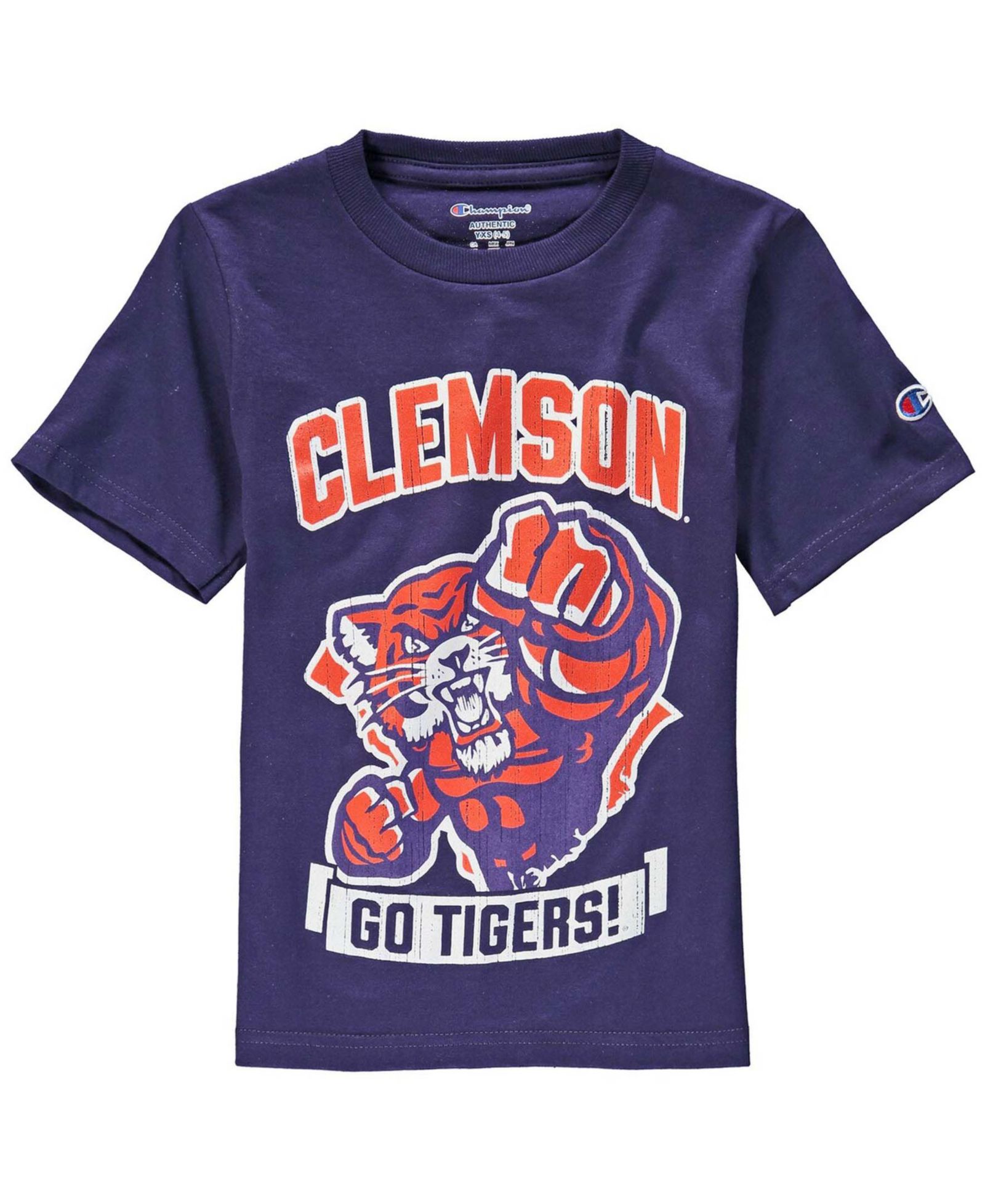 Детская футболка Champion Clemson Tigers Strong Mascot, фиолетовая, для мальчиков и девочек