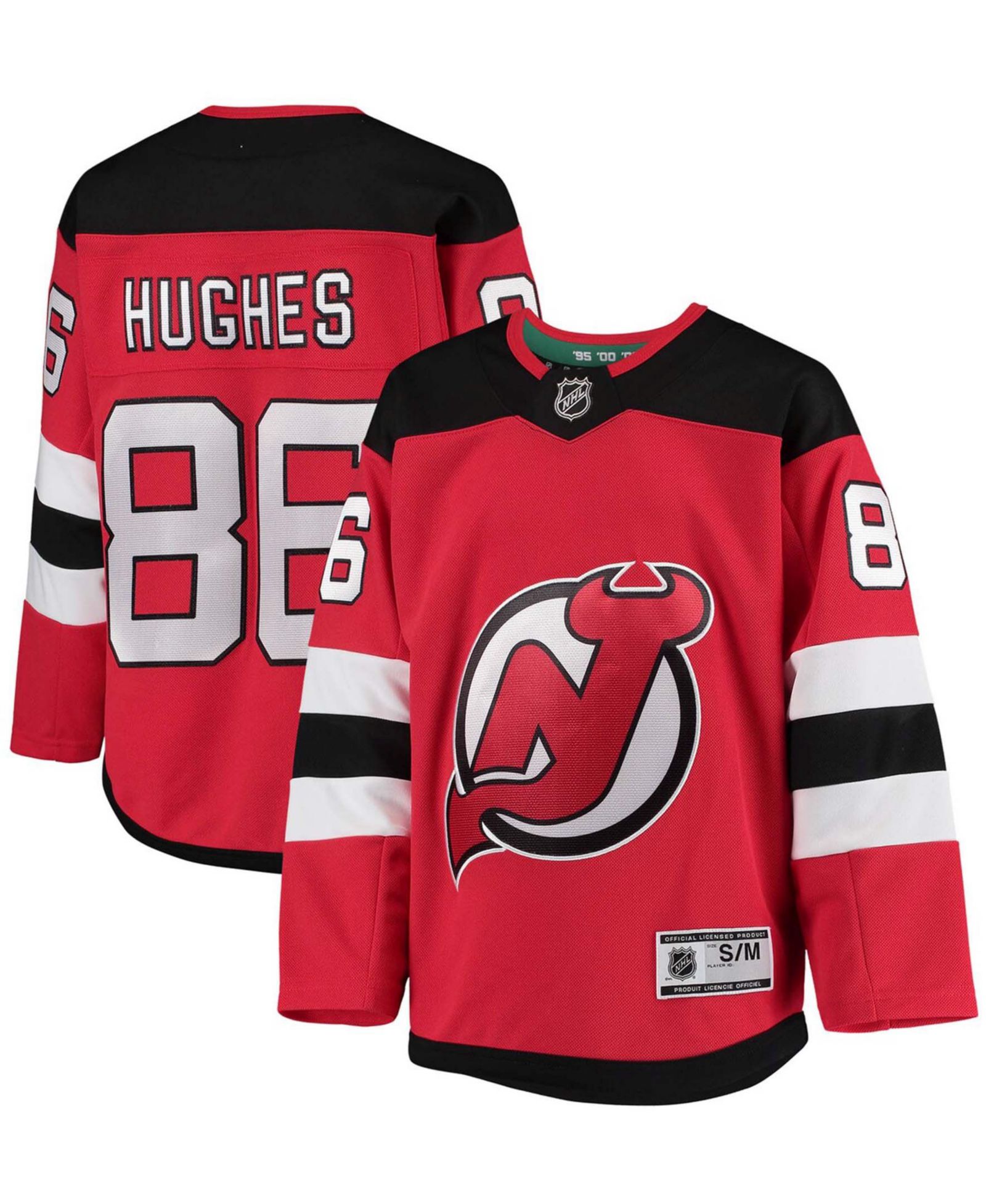 Детская игровая джерси Jack Hughes Red New Jersey Devils Home Premier