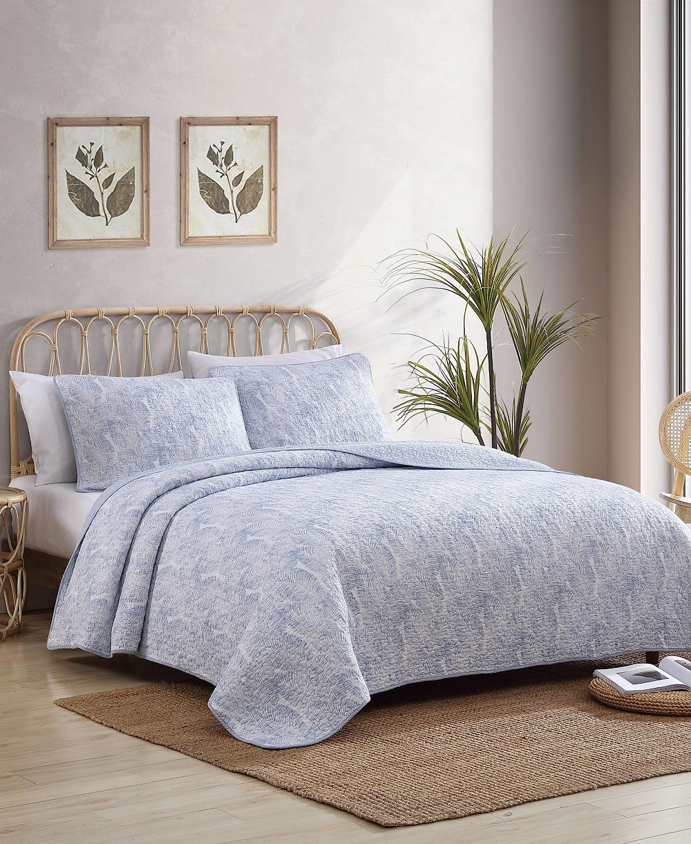 Tommy Bahama Home комплект стеганых одеял с изображением потертых листьев воды, 3 предмета, размер Full/Queen
