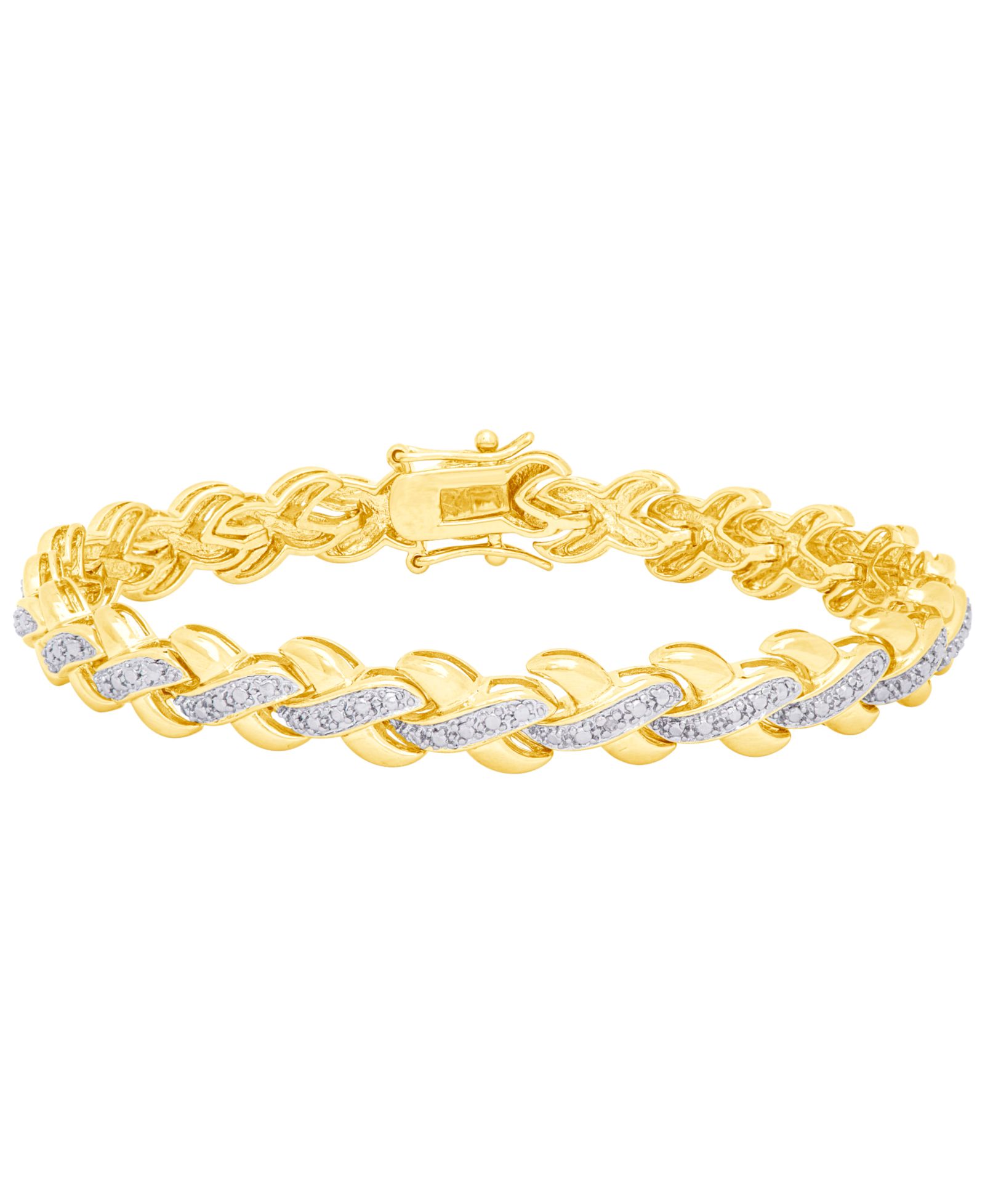 Браслет Diamond Accent X Weave Gold Plate или Silver Plate