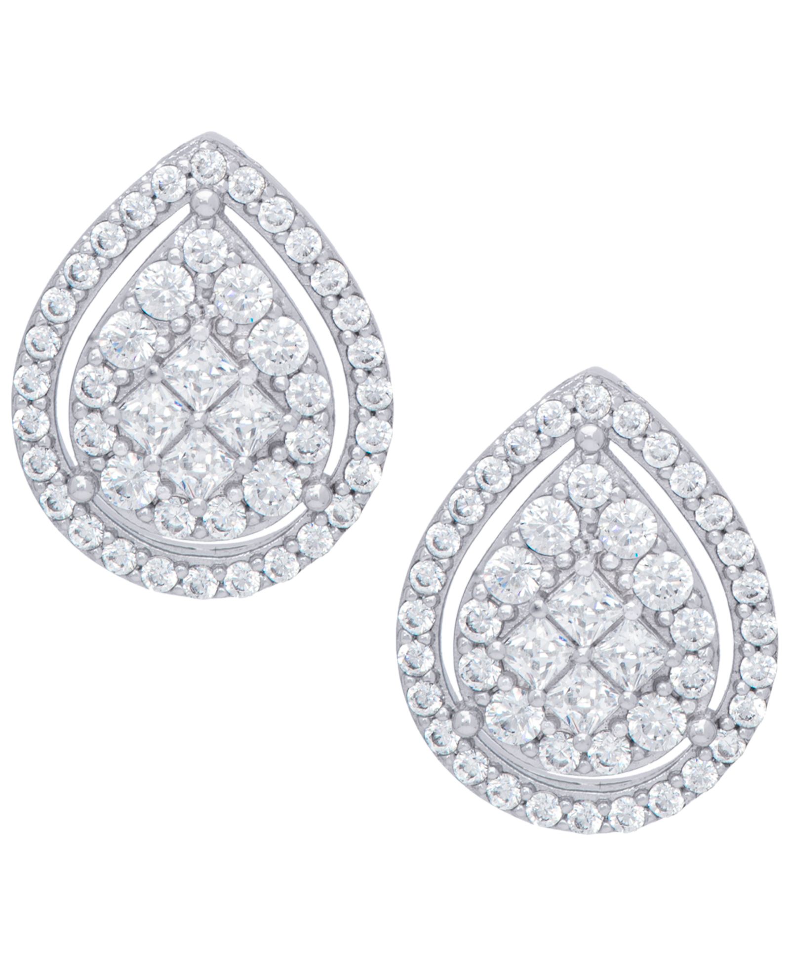 Серьги с фианитами Pear Halo в позолоте или серебре
