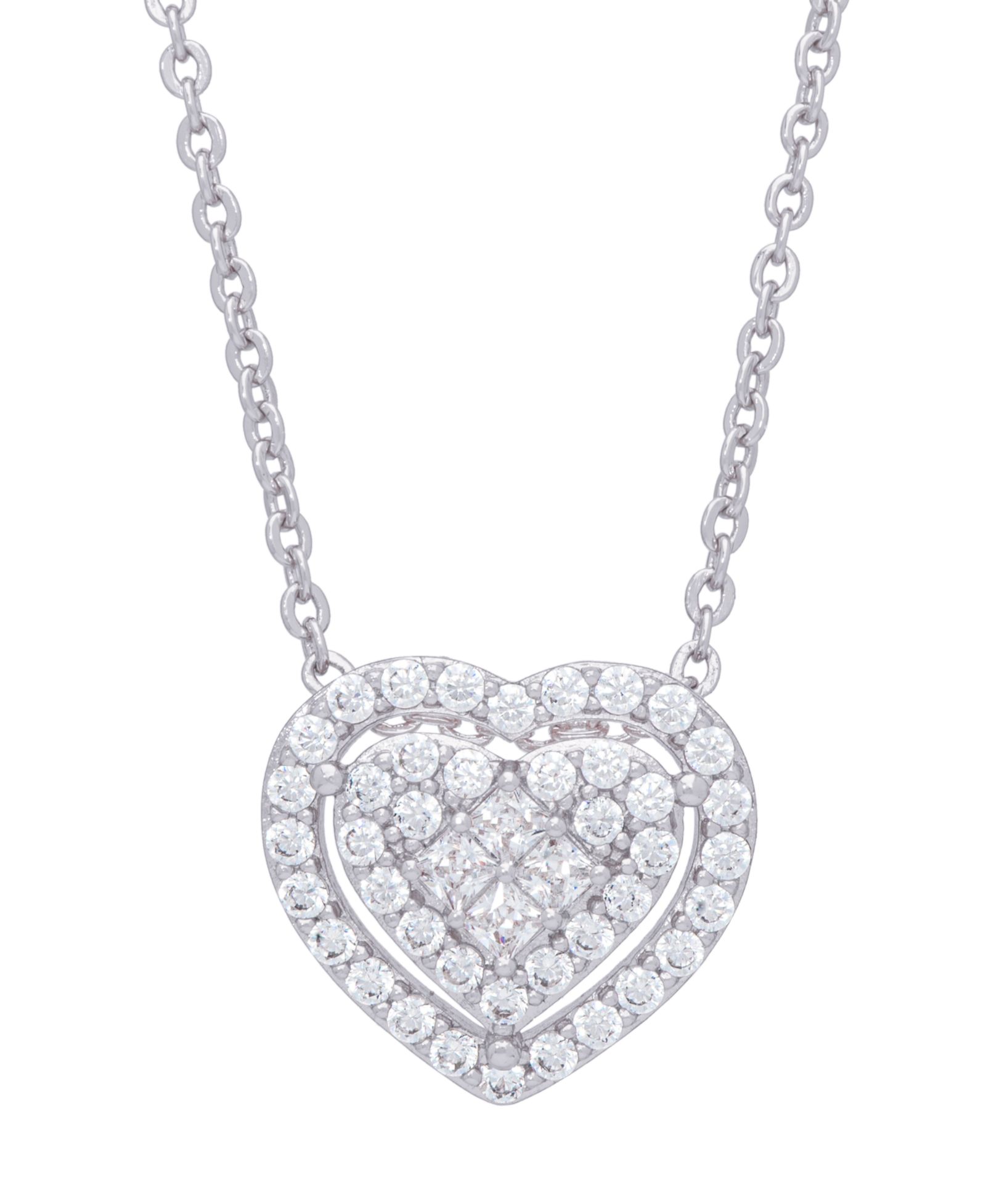 Колье Cubic Zirconia Heart в серебряном напылении или в розовом золоте