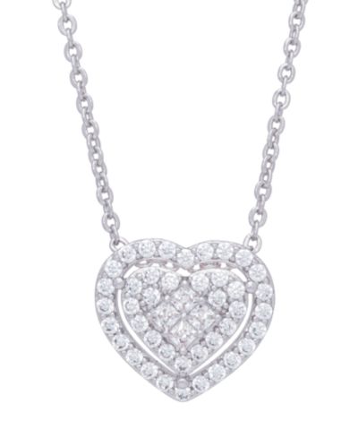 Колье Cubic Zirconia Heart в серебряном напылении или в розовом золоте