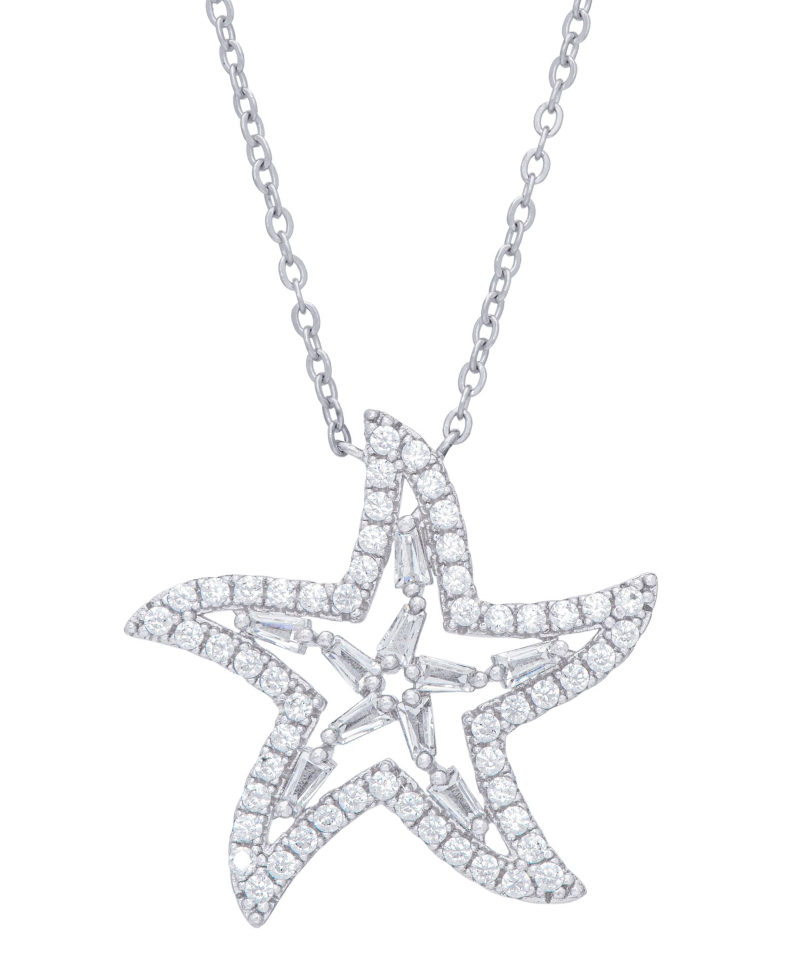 Ожерелье Cubic Zirconia Star в серебряном напылении