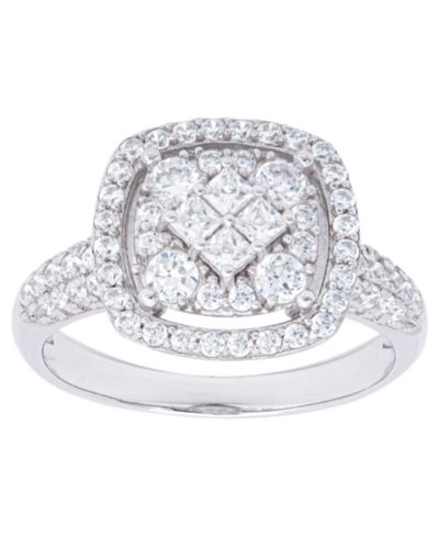 Кольцо с кубическим цирконием Cushion Ring в позолоченном или серебряном покрытии