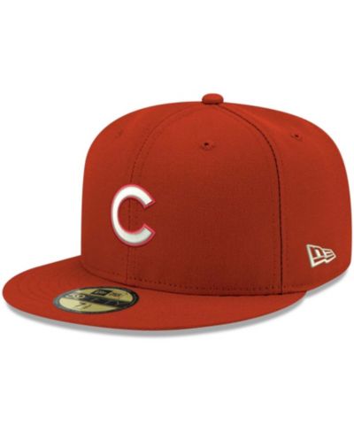 Мужская белая fitted-кепка New Era 59FIFTY с логотипом Chicago Cubs, красная