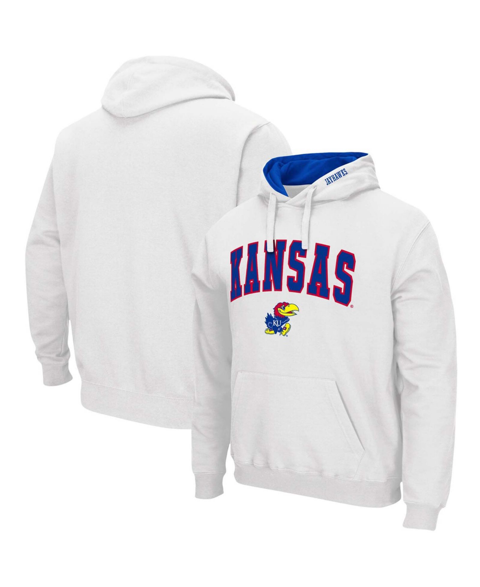 Men's White Kansas Jayhawks Arch Logo 3.0 Pullover Hoodie