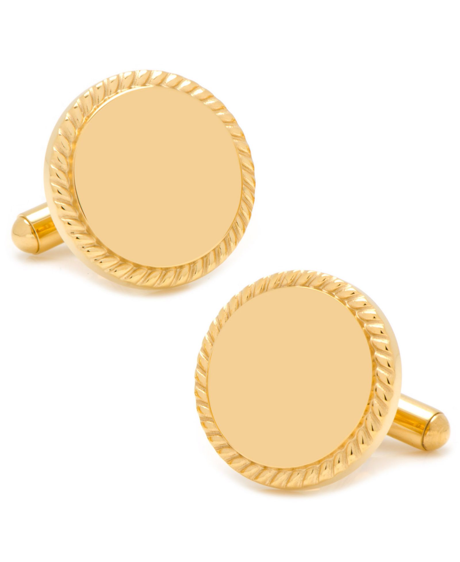 Cufflinks Inc. Ox and Bull Trading Co. Rope Border Round Engravable Cufflinks