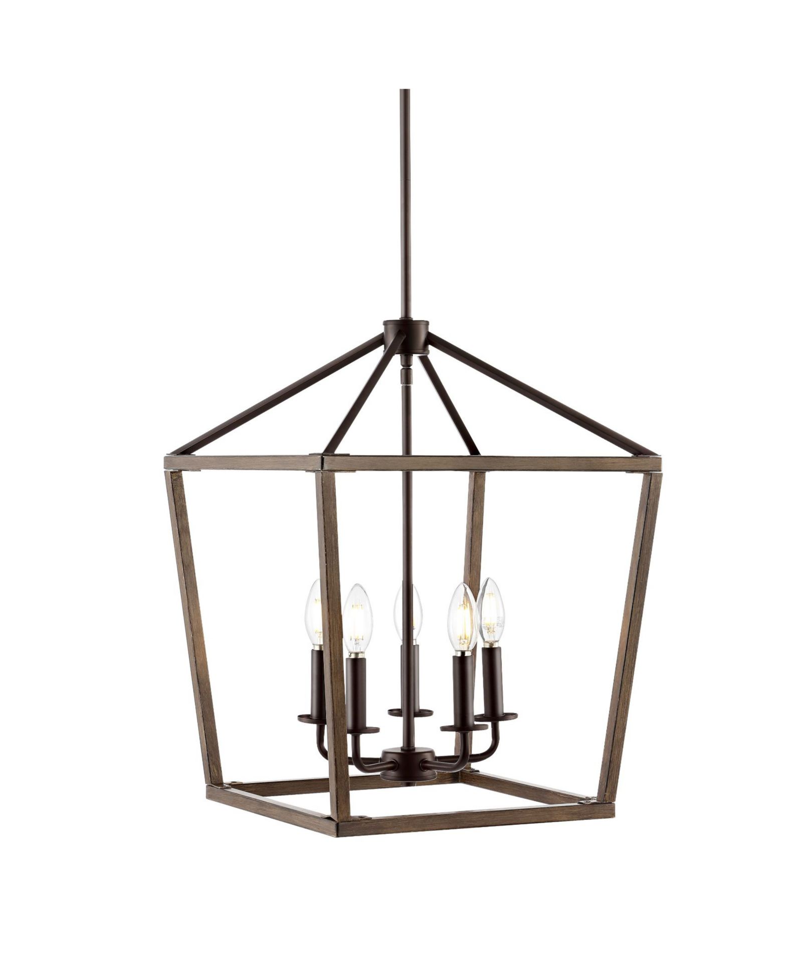 Oria 5-Light Iron Farmhouse Industrial Lantern LED Pendant