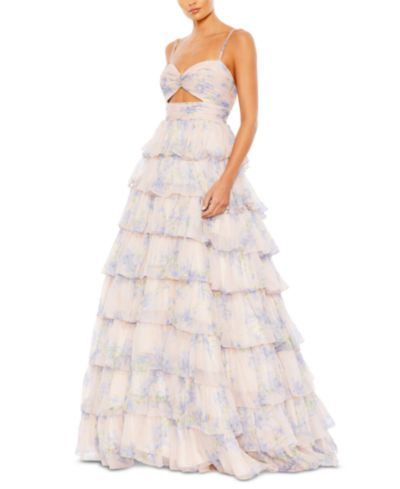 Женское вечернее платье Mac Duggal Floral Cut Out Ruffle Tiered
