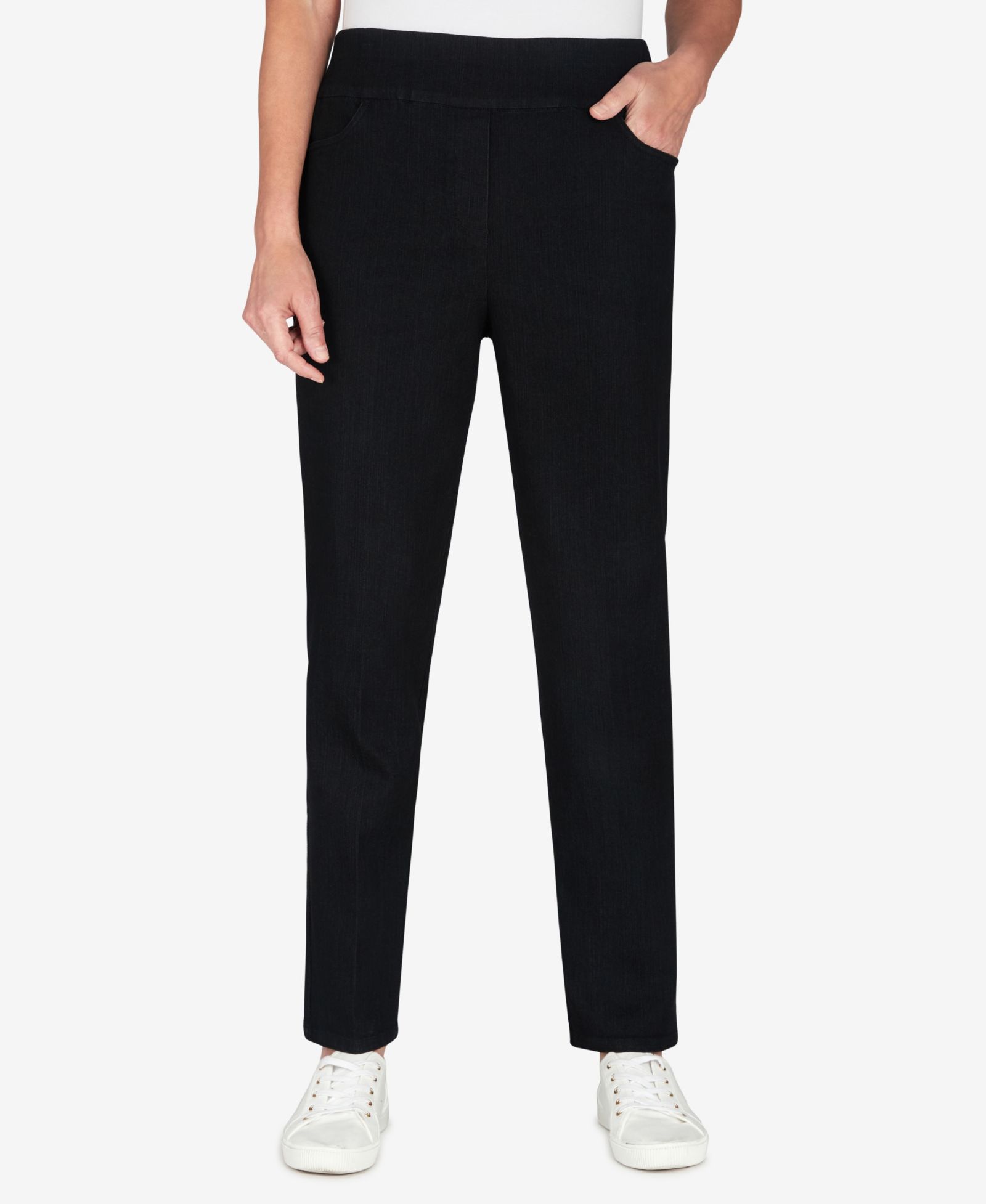 Alfred Dunner Petite Mid-Rise Pull On Straight Leg Denim Pants, Petite & Petite Short