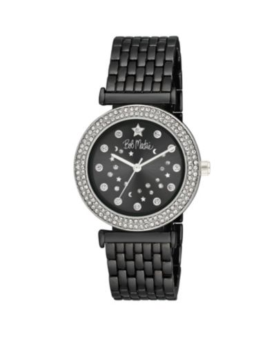 Мужские наручные часы Bob Mackie Unisex Constellation Dial Double Crystal Bezel Black Base Metal 34mm