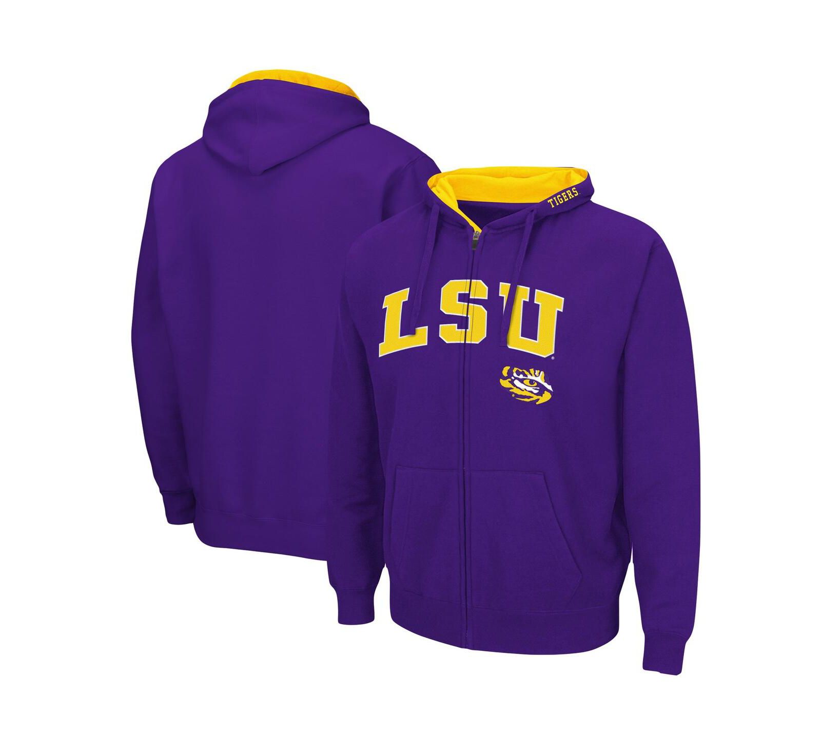 Мужское худи Colosseum LSU Tigers Arch Logo 3.0 Full-Zip