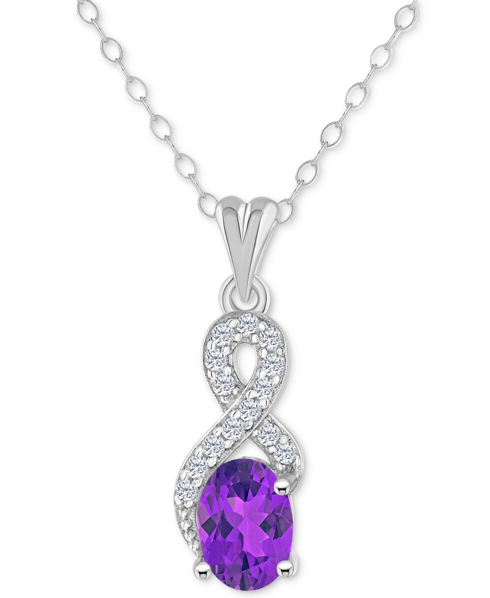 Подвеска ожерелье Rhodolite Garnet (1 ct. t.w.) & White Topaz (1/7 ct. t.w.) Looped 18" в стерлинговом серебре