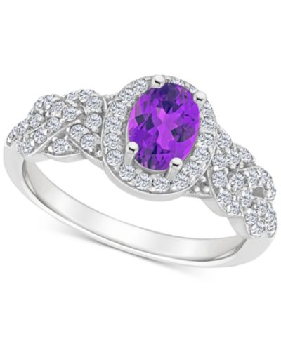 Macy's кольцо Halo Braid из стерлингового серебра с Rhodolite Garnett Blue Topaz и White Topaz