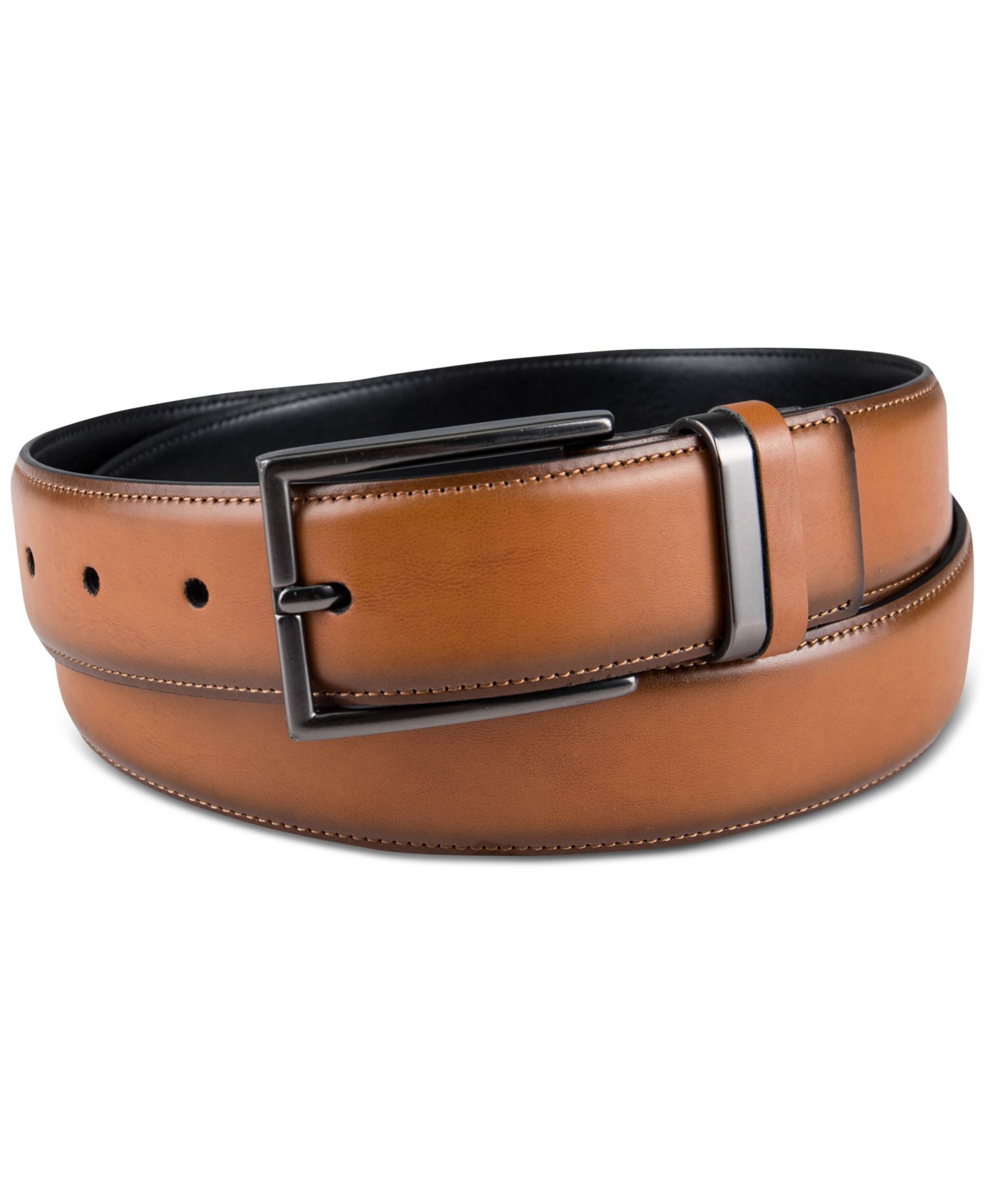 35MM Alfani Men's Burnished Edge and Metal Loop Dress Belt, Created for Macy's