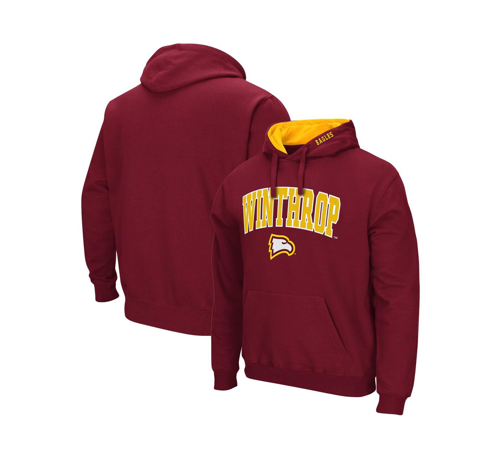 Men's Red Winthrop Eagles Arch and Logo Pullover Hoodie